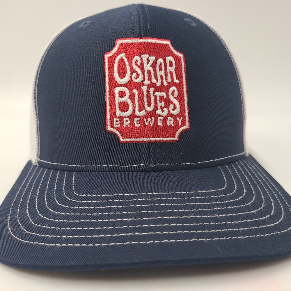 Oskar Blues Brewery Hat Snapback Trucker Mesh Richardson Blue White Red Beer Men - Picture 3 of 14